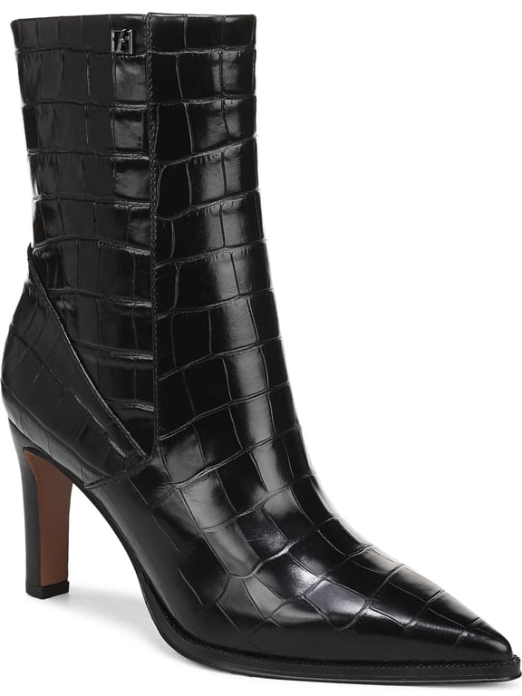 Womens Appia Pointed Toe Dress Boot Black Croc Print 10M