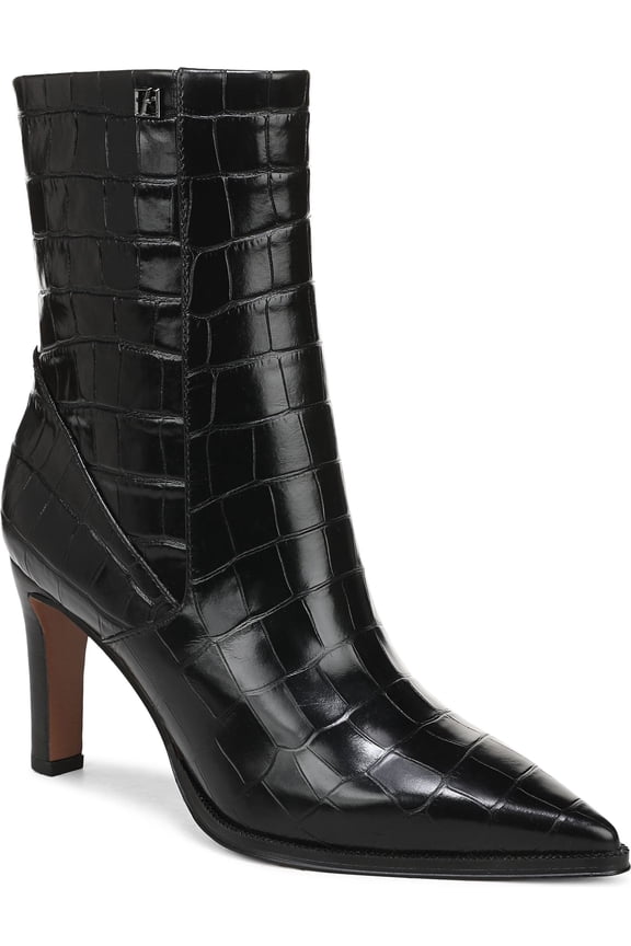 Womens Appia Pointed Toe Dress Boot Black Croc Print 9M
