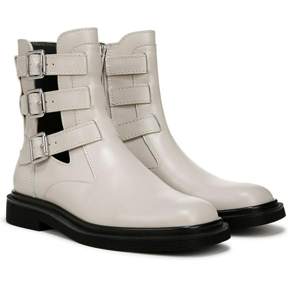 Franco Sarto Womens Argo Buckle Moto Ankle Boot Chalk White 6.5M