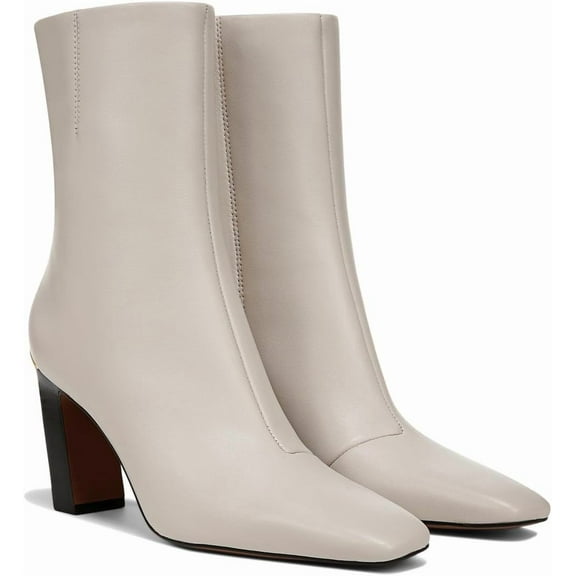 Franco Sarto Women's Briar Dress Ankle Bootie Chalk White Leather 10M