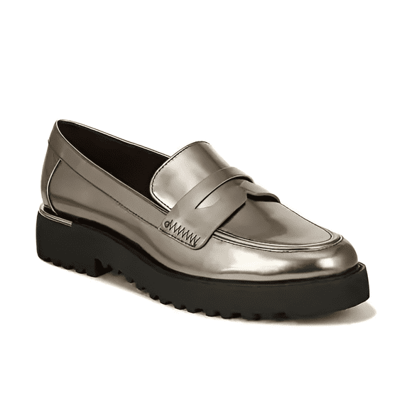 Franco Sarto Womens Camrynn Lug Sole Loafers Pewter 6W