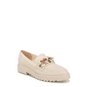 Franco Sarto Womens Carolynn Shell Lug Sole Loafer Cream Beige Shell Detail 9 M