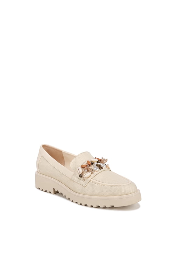 Womens Carolynn Shell Lug Sole Loafer Cream Beige Shell Detail 9 M