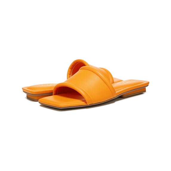Franco Sarto Womens Caven Leather Square Toe Slide Sandals