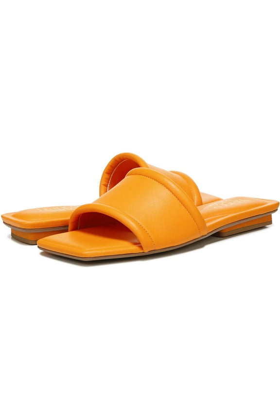 Womens Caven Leather Square Toe Slide Sandals