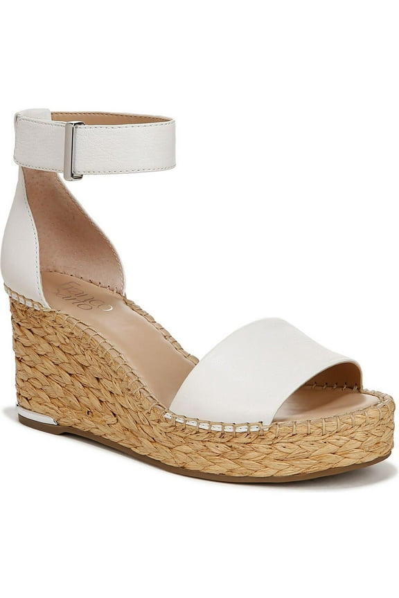 Womens Clemens Jute Wrapped Espadrille Wedge Sandals White Smooth 9.5M
