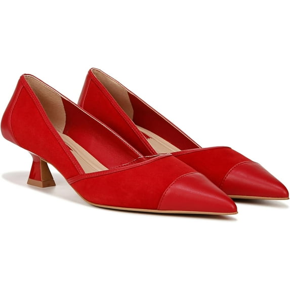 Franco Sarto Womens Darcy Pointed Toe Kitten Heel Pump Cherry Red Leather 9.5M