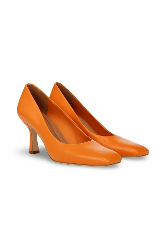 Womens Flexa Aela Square Toe Pump Orange Leather 8M