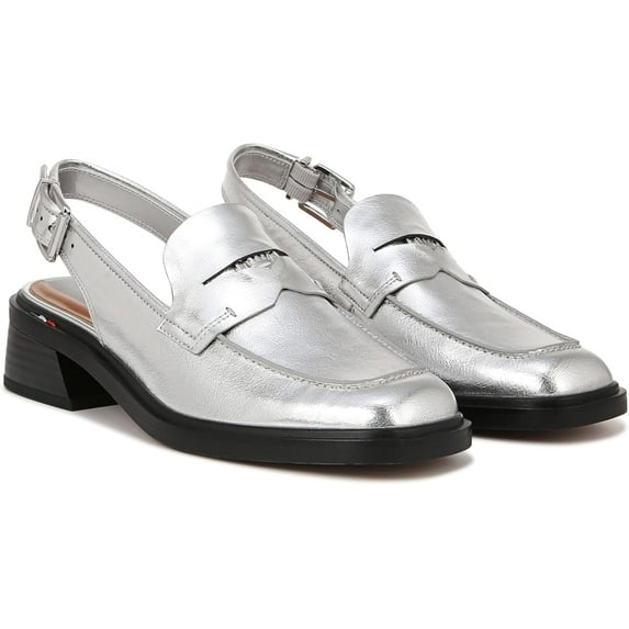 Franco Sarto Womens Giada Slingback Loafer Heel Silver Metallic 10M