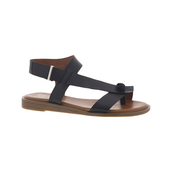 Franco Sarto Womens Glenni Ankle Strap Flat Sandals Black Leather 9M