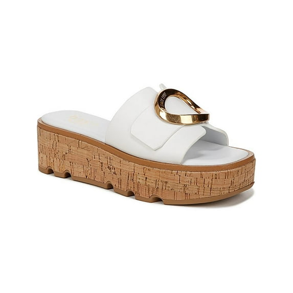 Franco Sarto Women's Hoda Cork Platform Slide Sandals White Leather 8M