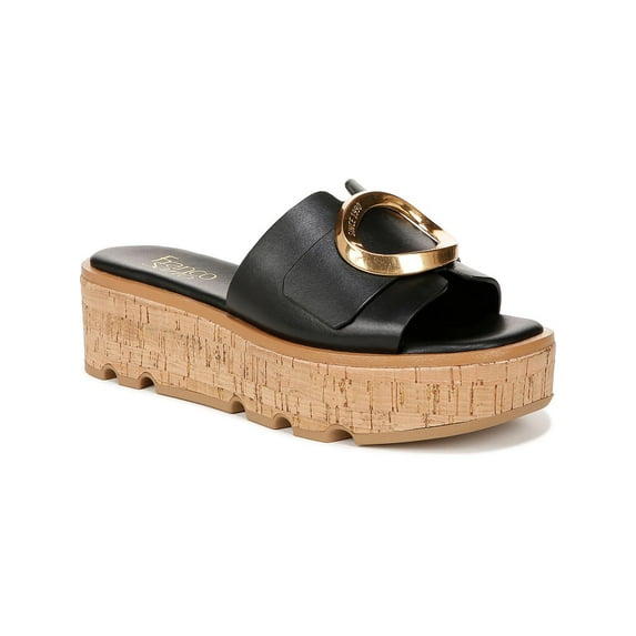 Franco Sarto Womens Hoda Leather Embellished Flatform Sandals