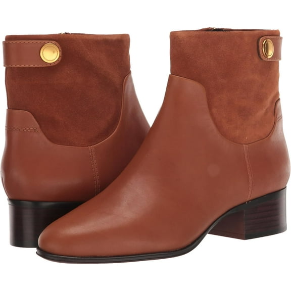 Franco Sarto Womens Jessica Low Heel Ankle Boot Cognac Brown 5M