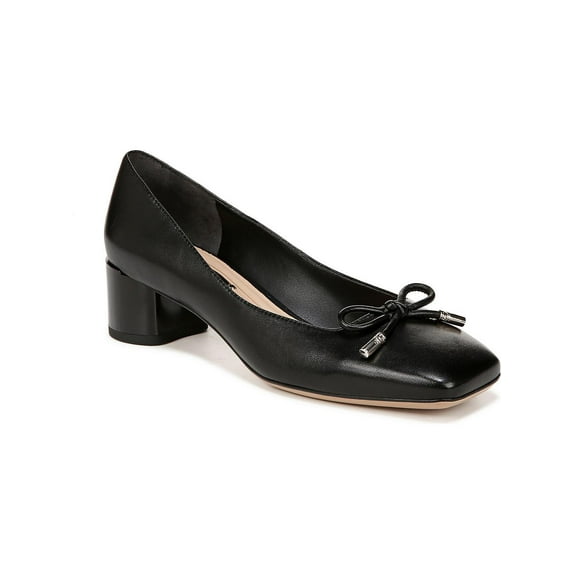 Franco Sarto Womens Natalia Square Toe Heel Pumps Black Leather 6M