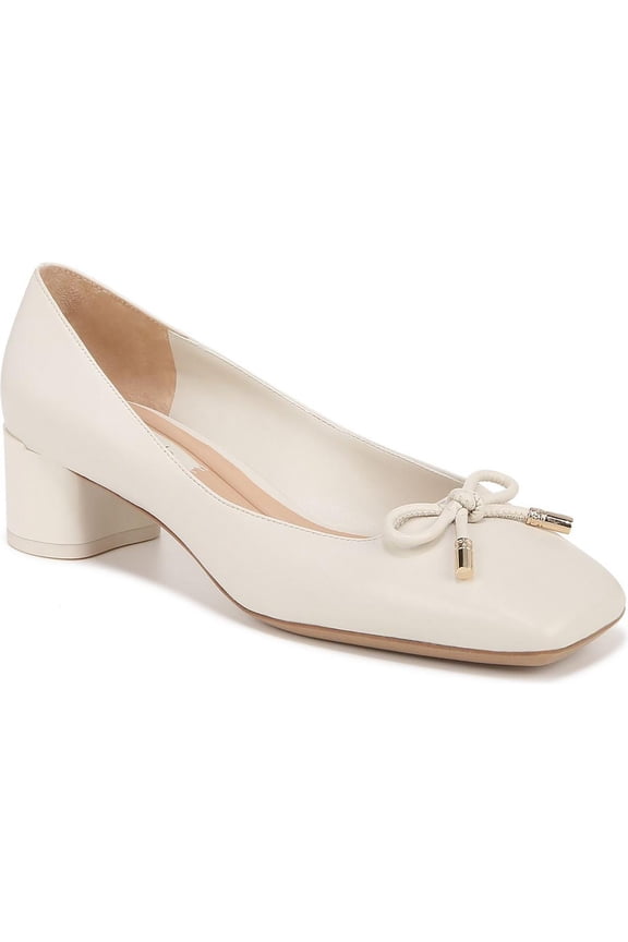 Womens Natalia Square Toe Heel Pumps Cream White Leather 9M