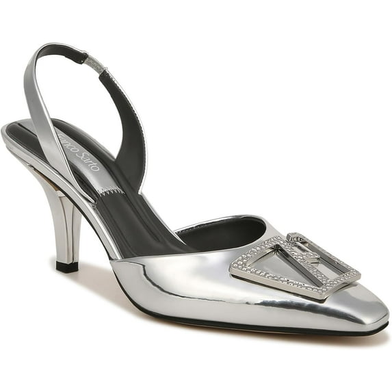 Franco Sarto Womens Leigha Slingback Pumps Silver Metallic 7M