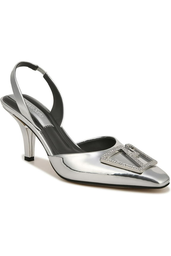 Womens Leigha Slingback Pumps Silver Metallic 7M