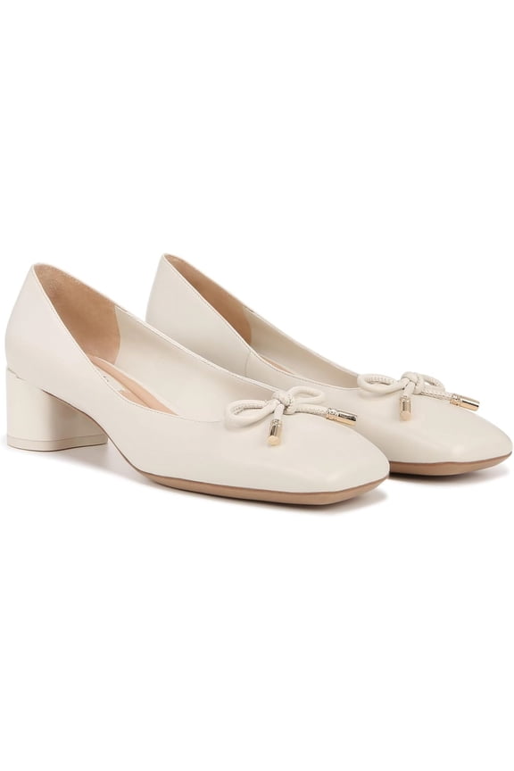 Womens Natalia Square Toe Heel Pumps Cream White Leather 7M