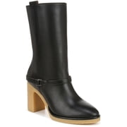 Franco Sarto Womens L-Paxton Mid Calf Heeled Gum Sole Boots Black Smooth 8.5M