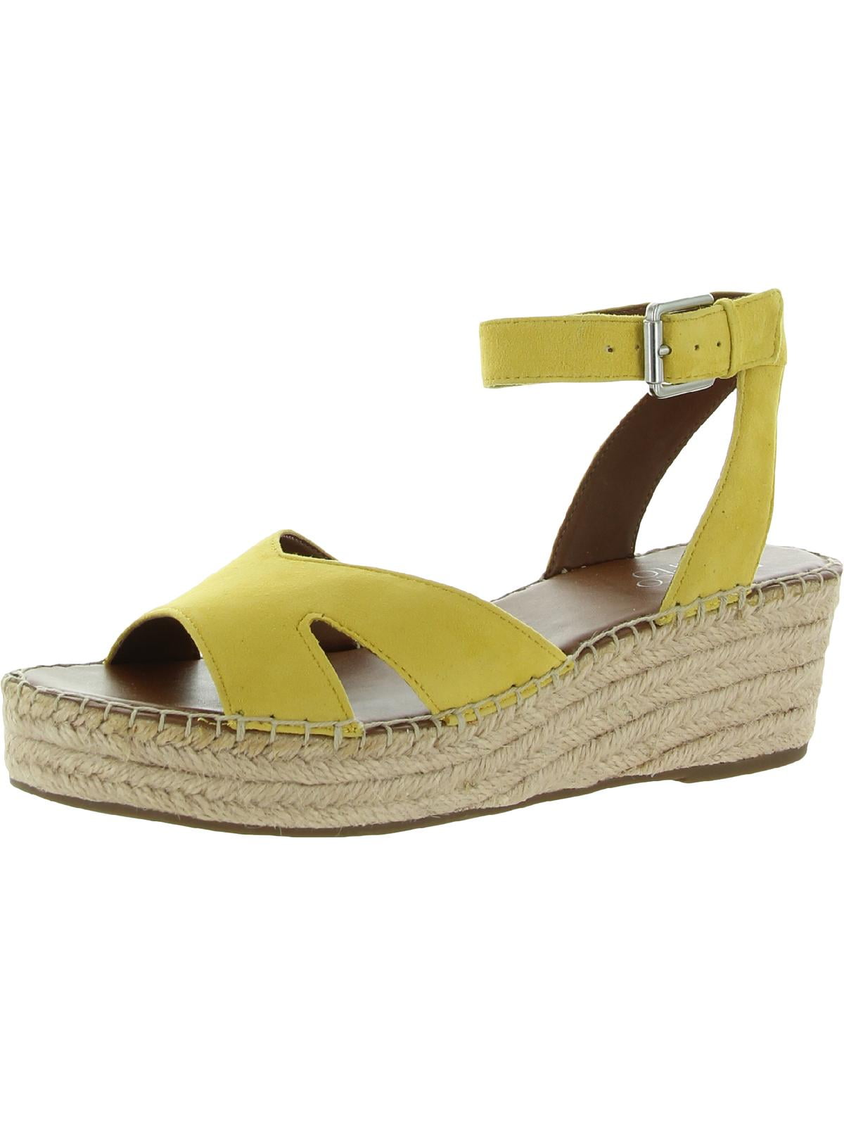 Franco Sarto Womens Pellia Suede Ankle Strap Wedges Yellow 10