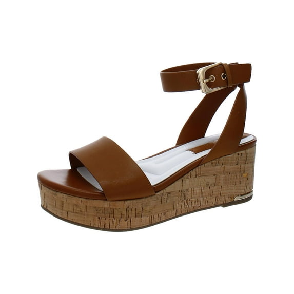 Franco Sarto Womens Presley Leather Ankle Strap Wedge Sandals