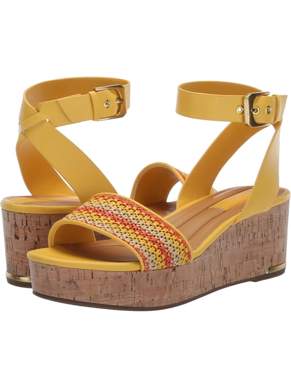 Womens Presley Platform Wedge Sandal Multi Orange/Yellow Fabric 7M