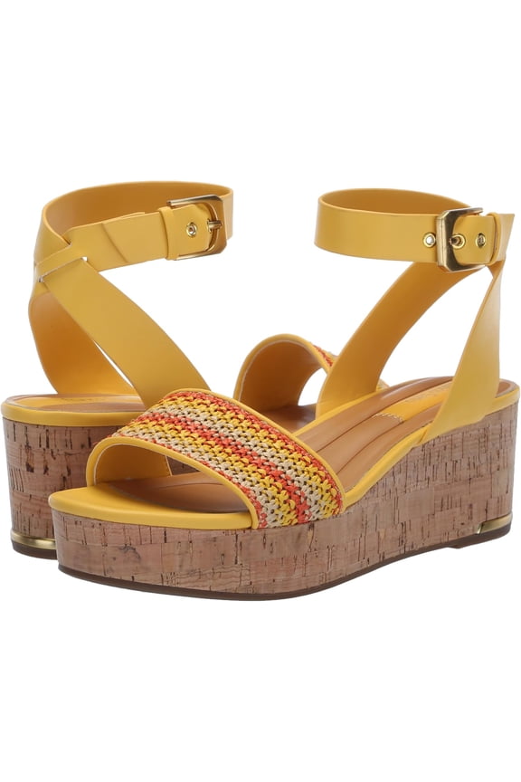 Womens Presley Platform Wedge Sandal Multi Orange/Yellow Fabric 9M