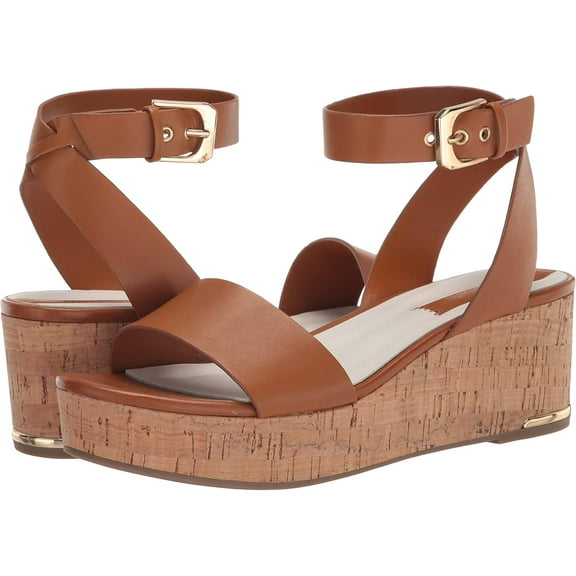 Franco Sarto Womens Presley Platform Wedge Sandal Tan Brown Leather 9.5M