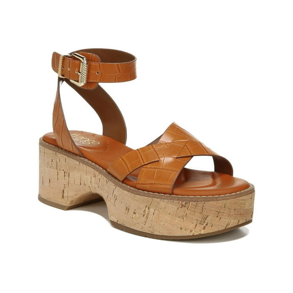 Franco Sarto Womens Sabello Faux Leather Cork Platform Sandals