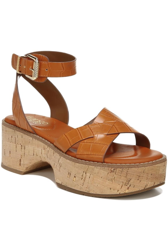 Womens Sabello Faux Leather Cork Platform Sandals