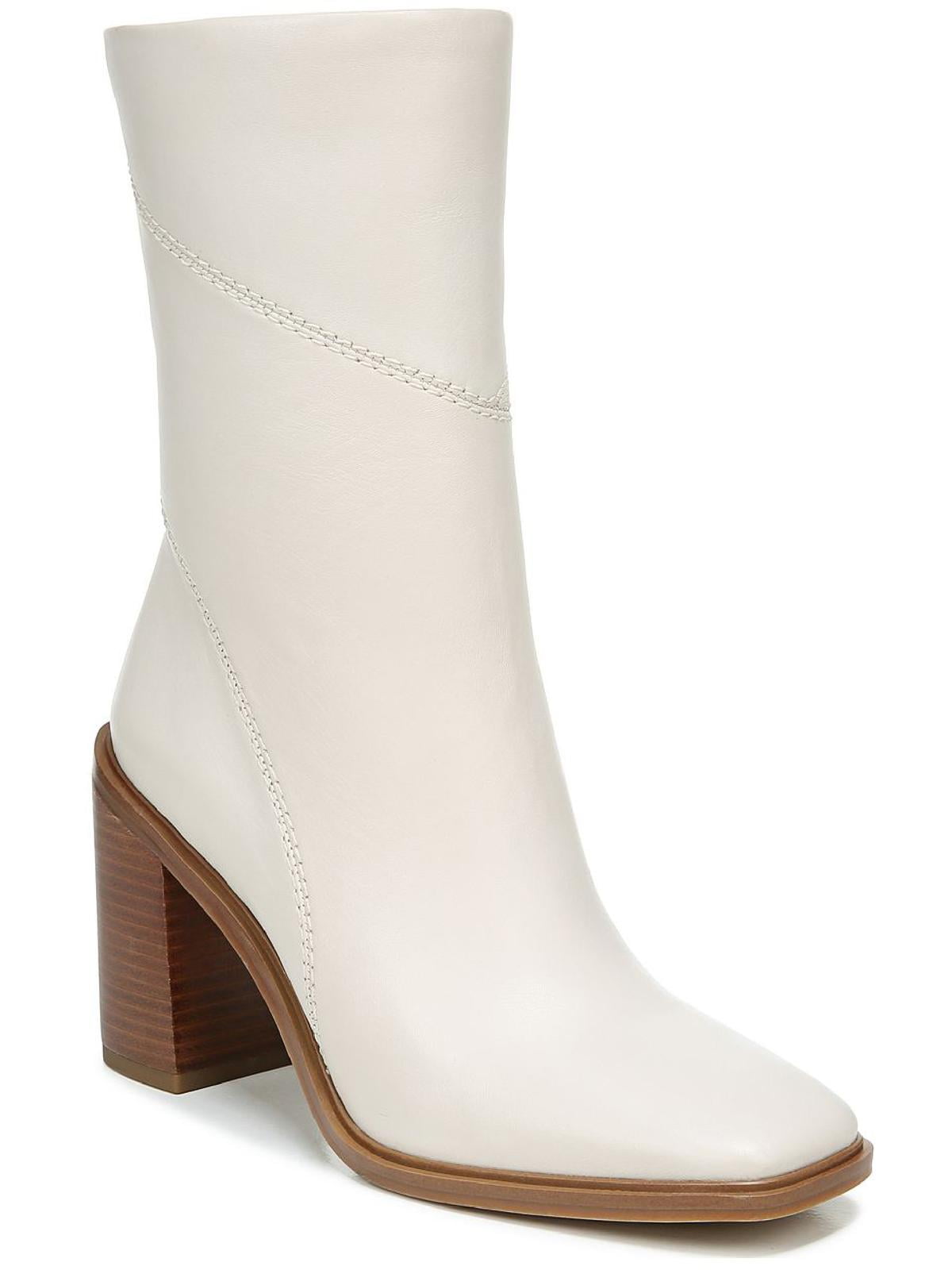 Alyaafifa Women's Fold Over Denim Boots - Chunky Block Heel With Rivets & Fringes