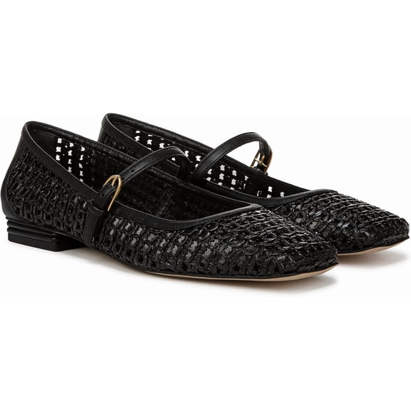 Franco Sarto Womens Tinsley 2 Mary Jane Flat Black Open Weave 12M