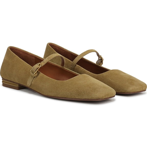 Franco Sarto Womens Tinsley Mary Jane Flat Mustard Brown Suede 6W