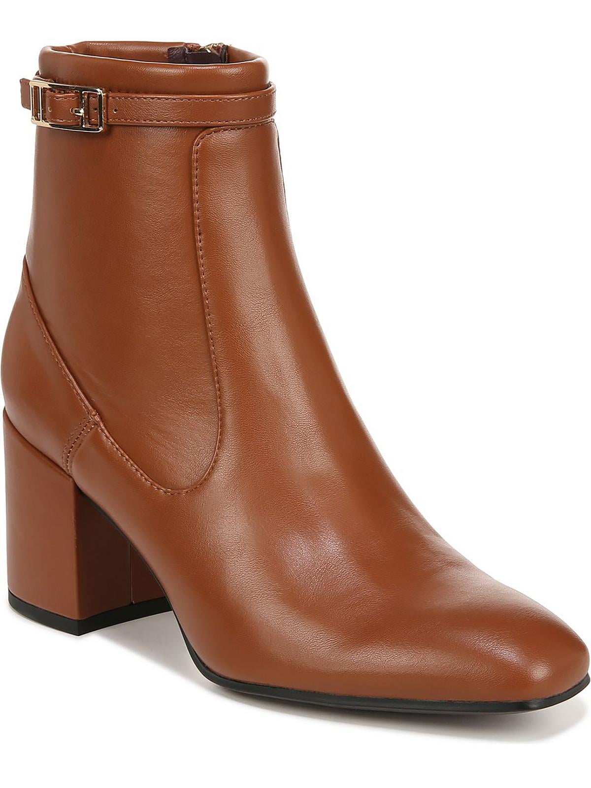 FRANCO SARTO Womens Whiskey Brown Back Pull-Tab Goring Padded Gamble Round Toe Block Heel Zip-Up Leather Booties M