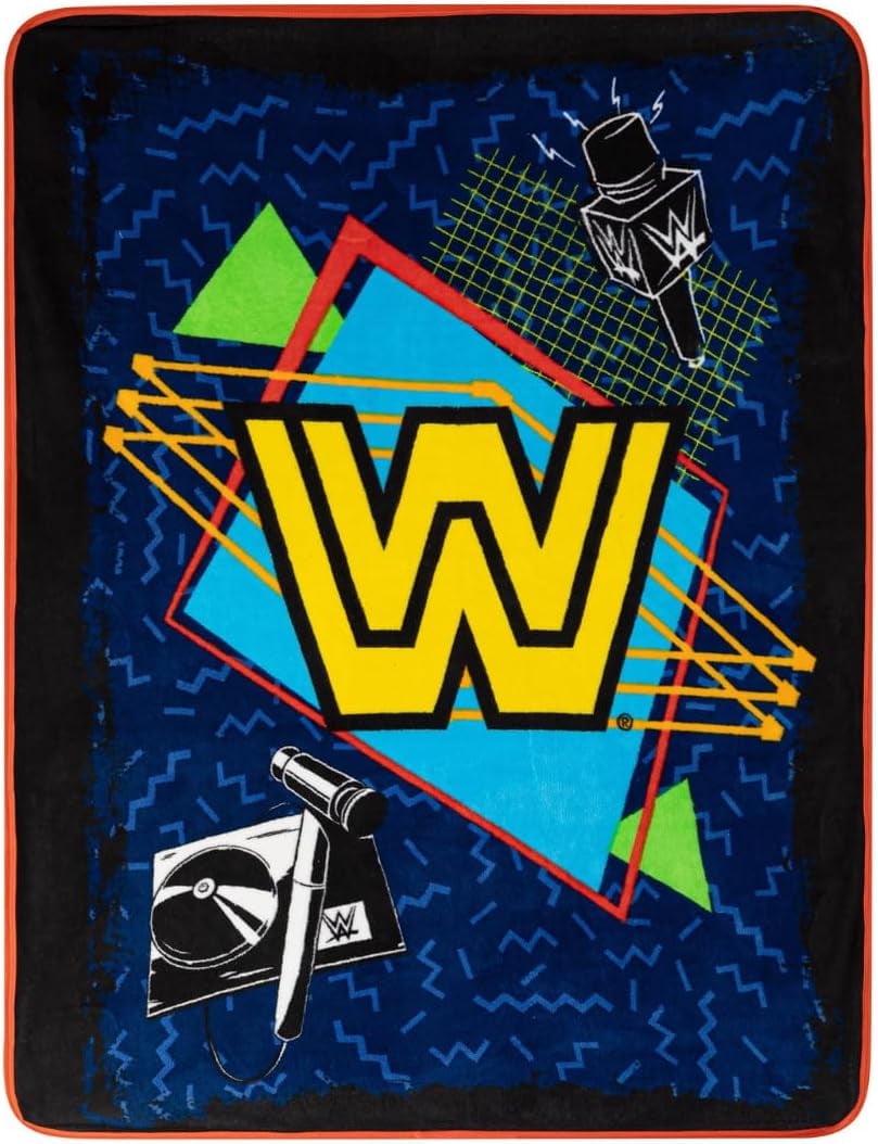 Franco WWE Kids Plush Raschel Throw Blanket, Soft and Cozy Bedding, 46 x 60 in, Blue