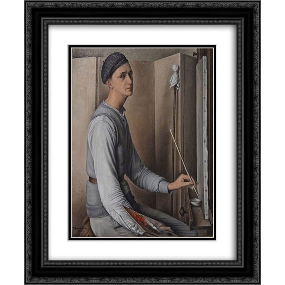 Francois Barraud 2x Matted 20x24 Black Ornate Framed Art Print 'Self-Portrait'