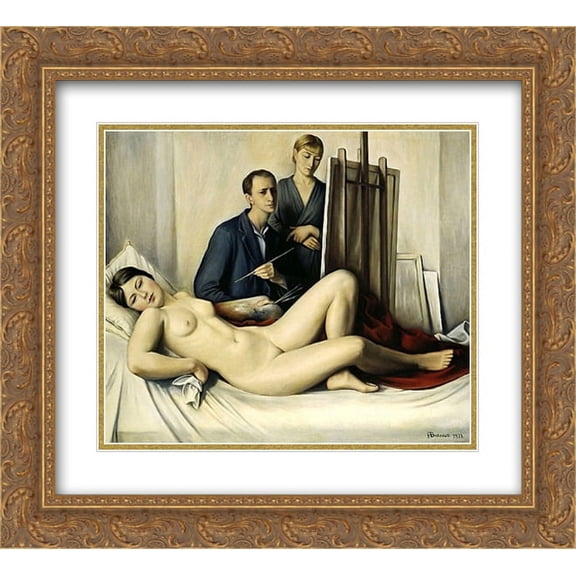 Francois Barraud 2x Matted 22x20 Gold Ornate Framed Art Print 'The Painting Session'