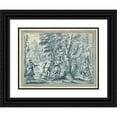 thumbnail image 1 of Francois Boitard 14x12 Black Ornate Wood Framed Double Matted Museum Art Print Titled: Blind Man's&nbsp;Buff (1709), 1 of 5