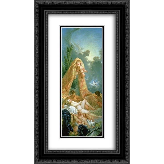 Francois Boucher 2x Matted 14x24 Black Ornate Framed Art Print 'Mars and Venus'