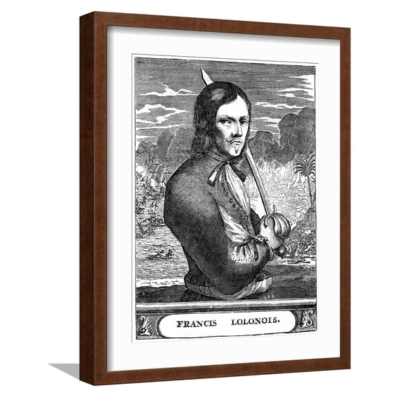 Art.com Francois L'Ollonois, 17th Century French Buccaneer, C1880 Giclee Print, Brown Frame Wall Art, 17" x 21"