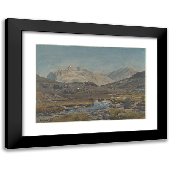 Francois-Louis Français 18x14 Black Modern Framed Museum Art Print Titled - Mountain Landscape (C. 1865)
