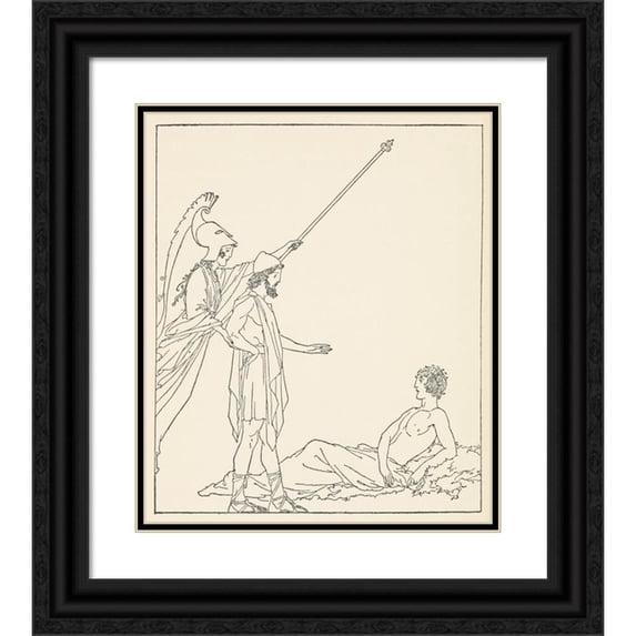 Francois-Louis Schmied 15x17 Black Ornate Wood Framed Double Matted Museum Art Print Titled - History of Princess Boudour Pl.11 (1926)