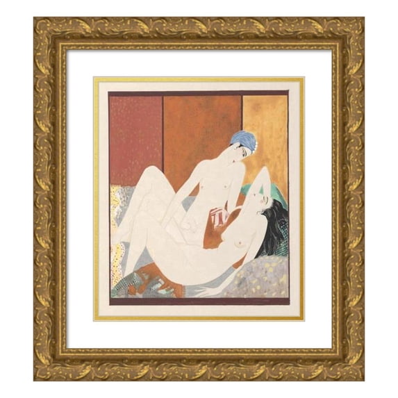 Francois-Louis Schmied 15x17 Gold Ornate Wood Frame and Double Matted Museum Art Print Titled - History of Princess Boudour Pl.07 (1926)