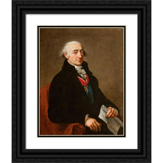 Francois Xavier Fabre 12x14 Black Ornate Wood Framed Double Matted Museum Art Print Titled: Portrait of Stanisław Małachowski (1736-1809) (1794)