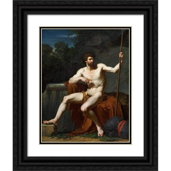 Francois Xavier Fabre 12x14 Black Ornate Wood Framed Double Matted Museum Art Print Titled: Roman Soldier at Rest (1788)