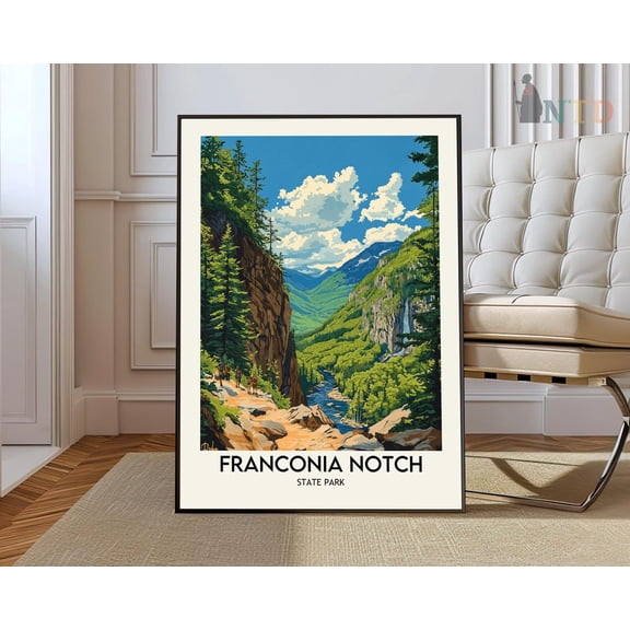 Franconia Notch Poster, Franconia Notch Print, Franconia Notchwhite Mountains Poster, Franconia Notch New Hampshire, Flume Gorge Wall Art, Modern Wall Decor, 16x24 UNFRAMED