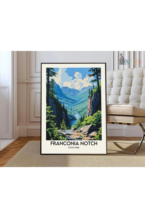 Franconia Notch Poster, Franconia Notch Print, Franconia Notchwhite Mountains Poster, Franconia Notch New Hampshire, Flume Gorge Wall Art, Modern Wall Decor, 8x12 UNFRAMED