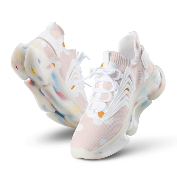 Frangipani, Cute, Polka Dots Walking Shoes for Men Woman Lightweight Tennis Fashion Elastic Sports Shoes Cushion Basketball Shoes