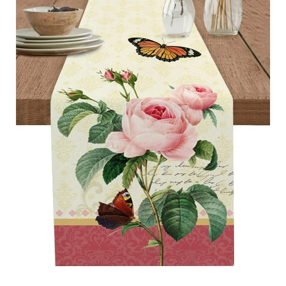Frangipani Leaves Retro Table Runner Luxury Home Dining Table Coffee Table Holiday Wedding Decoration Party Dinner Table Runner