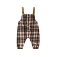 thumbnail image 1 of Franhais Babies Suspender Pants, Patchwork Plaid Pattern Square Collar Button-down Overalls, 1 of 9